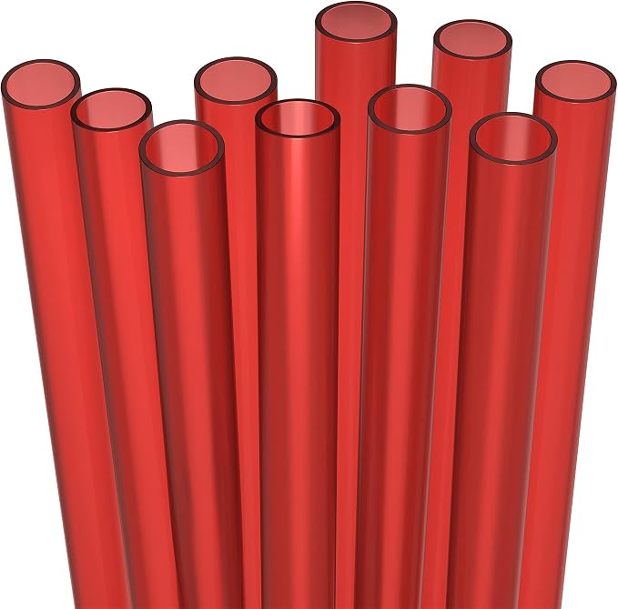 10 EXTRA WIDE Long Reusable Hard Plastic Drinking Straws + Cleaning Brush by Fiesta+First