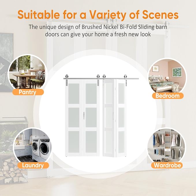 Bifold Closet Doors, 3 Lites Frosted Glass Bifold Door - Image 7