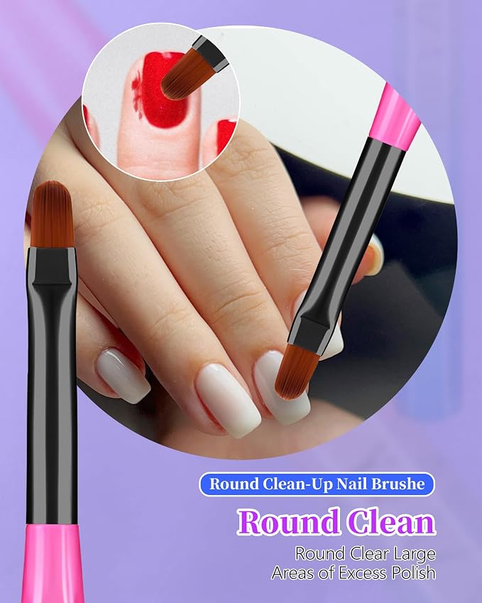 3PCS Nail Polish Clean Up Brush, Round&Falt&Angled Acetone Resistant Nail Brush - Image 4