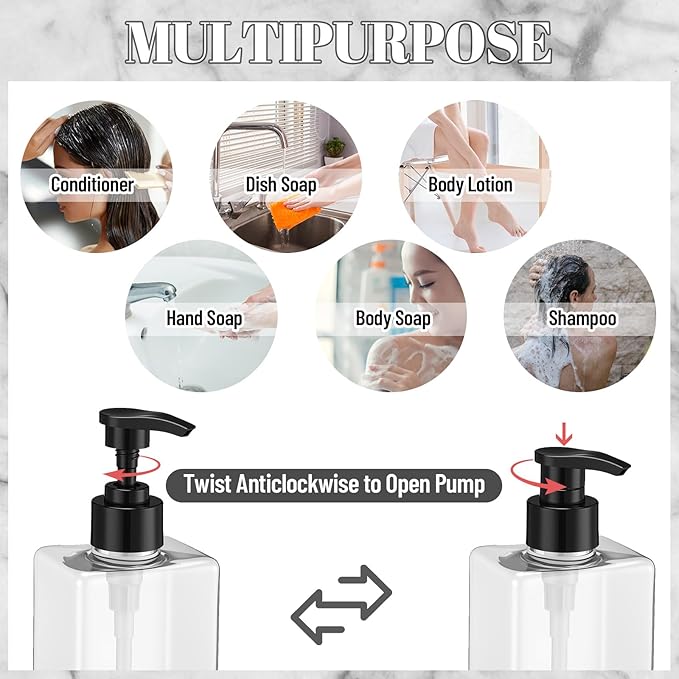 Tanlade 6 Pcs Shampoo and Conditioner Dispenser Bottles 16oz Modern Shower Soap - Image 4