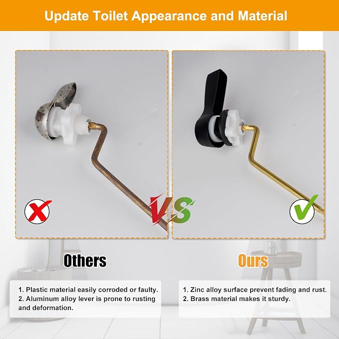 Hibbent Universal Metal Side Mount Toilet Handle Replacement Kit, Brass Toilet - Image 6