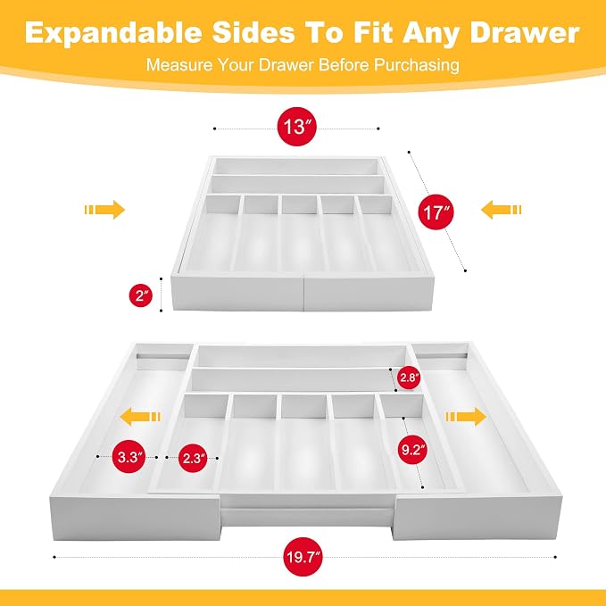 Large Premium Bamboo Silverware Organizer - Image 2