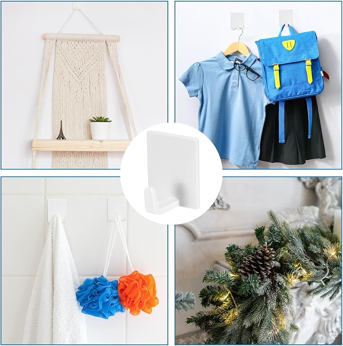 36 Pcs White Wall Hook Set, Include 24pcs Hanging Hook, Outdoor and Indoor Tool - Image 6