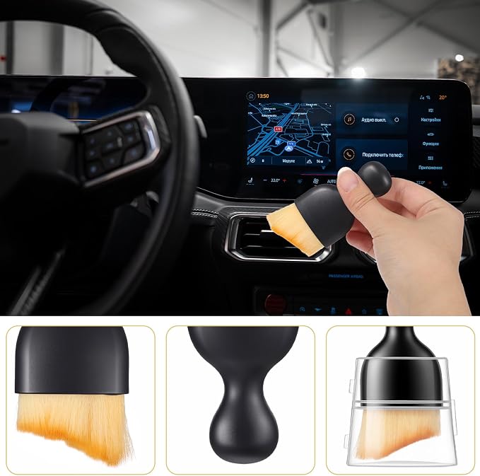 4 PCS Soft Bristle Car Interior Brush, Curved Design Cars Duster Interiors - Image 4