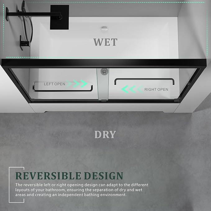 Sliding Bathtub Shower Door 56-60" Width x 62" Height - Image 4