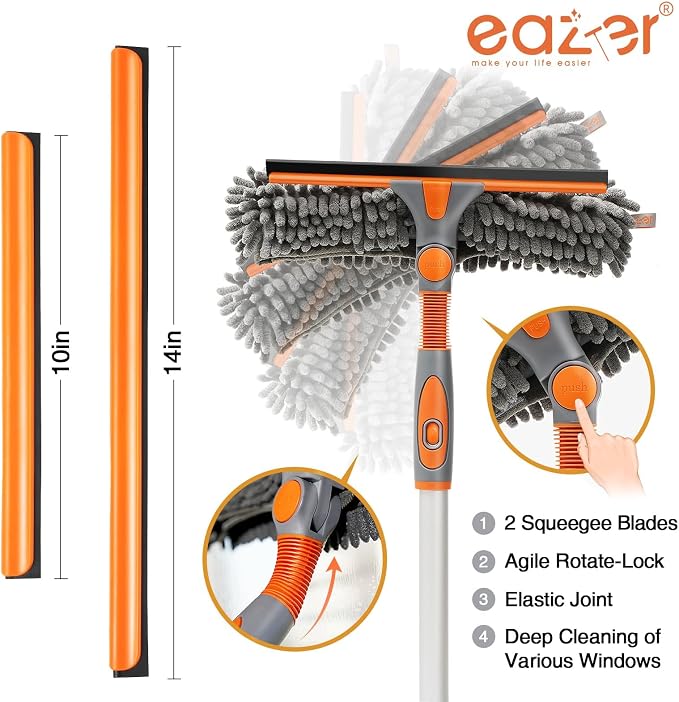 Eazer 64'' Squeegee Window Cleaner 2 in 1 Rotatable Window Cleaning Tool Kit - Image 2