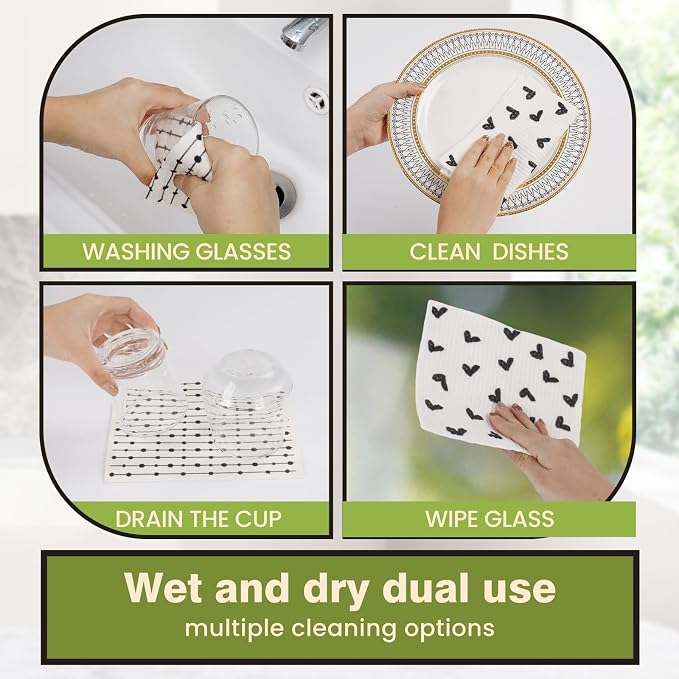 Swedish Dishcloths for Kitchen Reusable 6 Pack Kitchen Towels No Odor - Image 5