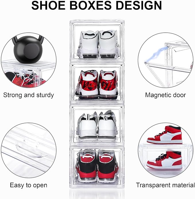 3 Pack Acrylic Shoe Boxes, Ultra Clear Shoe Boxes Stackable, Shoe Storage Box - Image 3