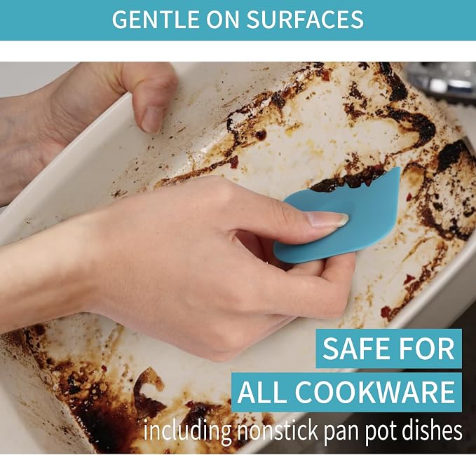 Premium Kitchen Pan Scraper Dish Scraper Tool, 5 Pack Plastic Pot Scraper Food - Image 4