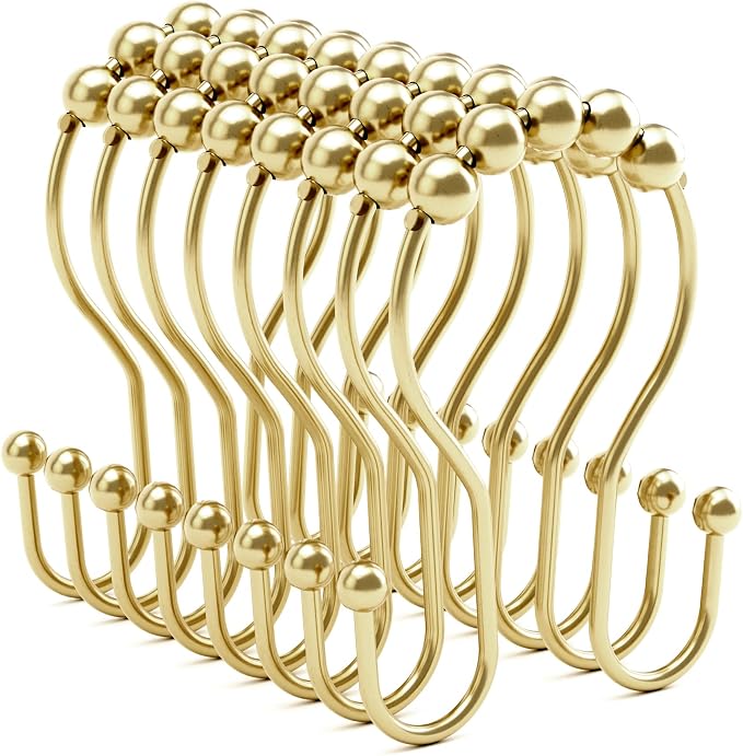 Gold Shower Curtain Hooks, Shower Curtain Hook Shower Curtain Rings Rust Proof by Bathway