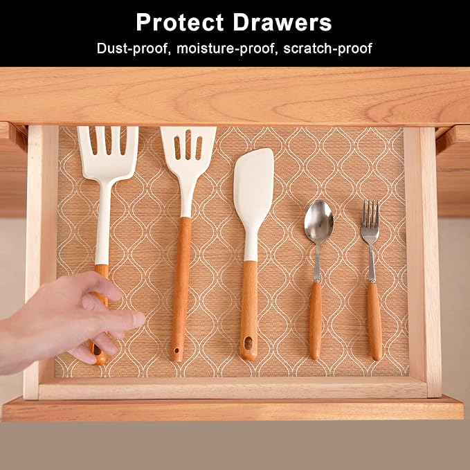Cooyes Shelf and Drawer Liner for Kitchen Cabinets Non-Adhesive, Waterproof - Image 2