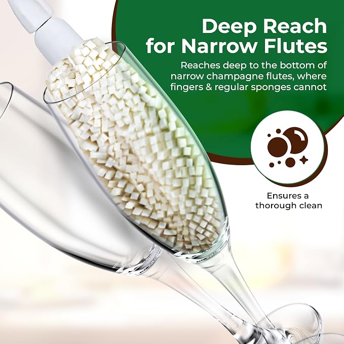 Tupkee Wine Glass Cleaning Brush – Soft Non-Scratch Foam Bristles, Dishwasher - Image 2