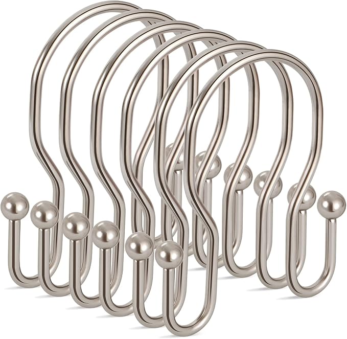 24 Pack Double Shower Curtain Hooks Rings, TENOVEL Double Sided Shower Curtain by TENOVEL