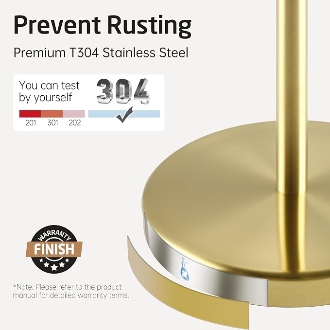 KES Gold Toilet Paper Holder Stand 26" H, Free Standing Toilet Paper Roll Holder - Image 6