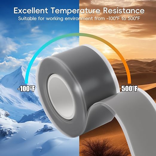 Self Fusing Silicone Tape 2 Rolls 1 in x 10' Grey Waterproof Rescue Tape Rubber - Image 5