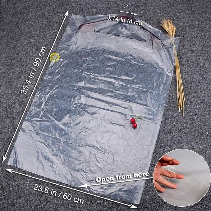 10Pcs Transparent Plastic Garment Covers 35.4inch Hanging Clothes Dust-Proof - Image 3