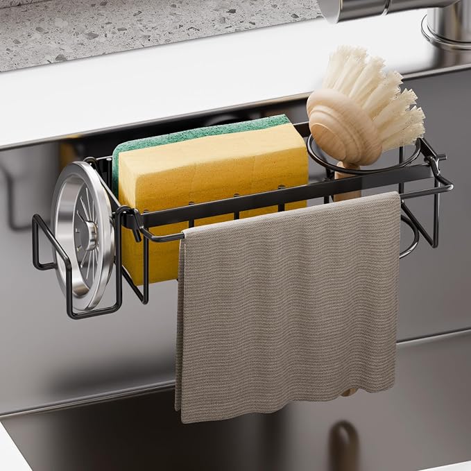 TAILI Sponge Holder with Strong Suction Cup, 4-in-1 Rustproof Sink Organizer by TAILI