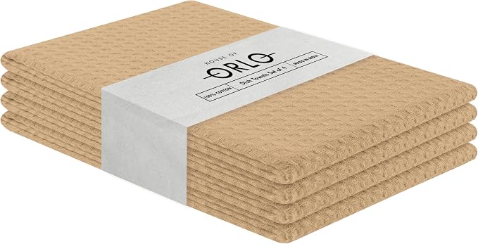 Beige Waffle Kitchen Towels, 16x26 Inches, 100% Cotton, Quick Drying, Machine - Image 2