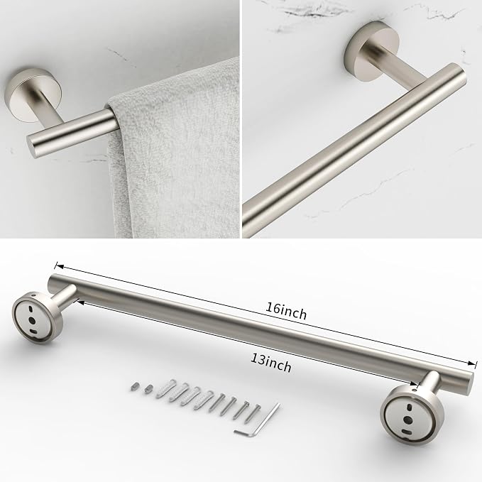 3pc Bathroom Hardware Set with Brushed Toilet Paper Holder & Towel Ring & Towel - Image 4