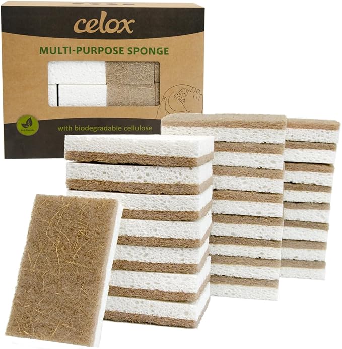 CELOX 24 Pack Coconut Fiber Biodegradable Sponges, Non Scratch Kitchen Cleaning - Image 9