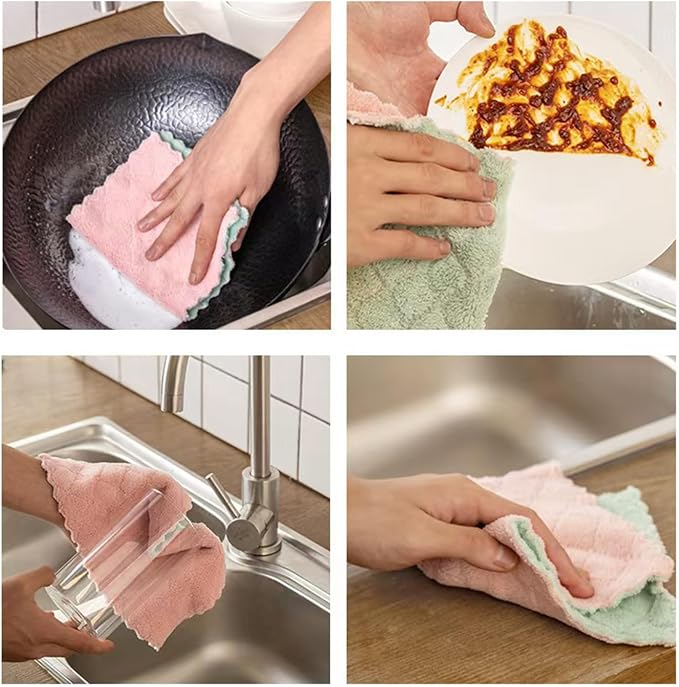 20 Pack Kitchen Dish Cloths Dish Towels, Super Soft and Absorbent Coral Fleece - Image 3
