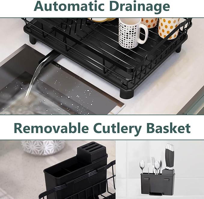 Iron Dish Drying Rack with Drainboard Dish Drainers - Image 4