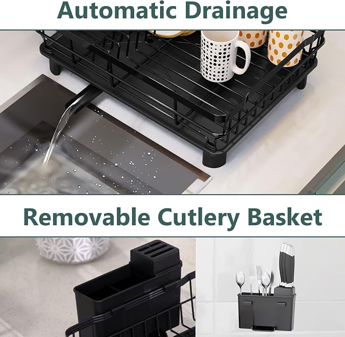 Iron Dish Drying Rack with Drainboard Dish Drainers - Image 4
