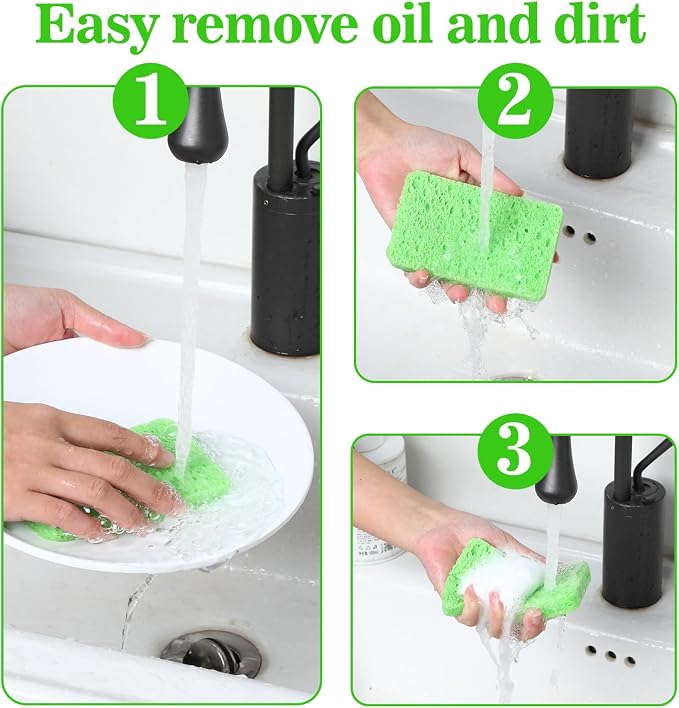 6 Pack Cellulose Sponges Large Size Heavy Duty Scrub Kitchen Sponge Clean Tough - Image 6