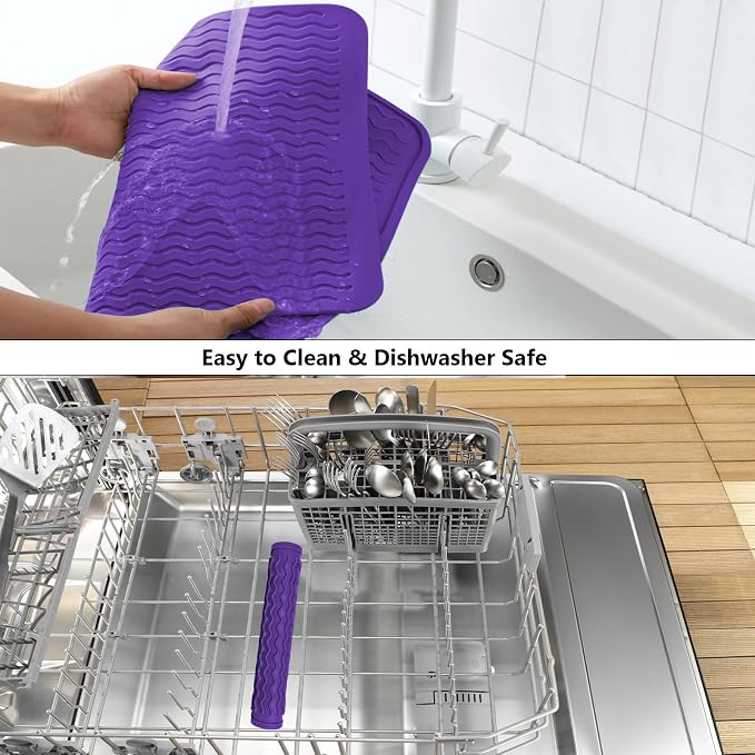 ZLR Silicone Dish Drying Mat for Kitchen Counter, Eco-Friendly Fast Dry Dish Mat - Image 8