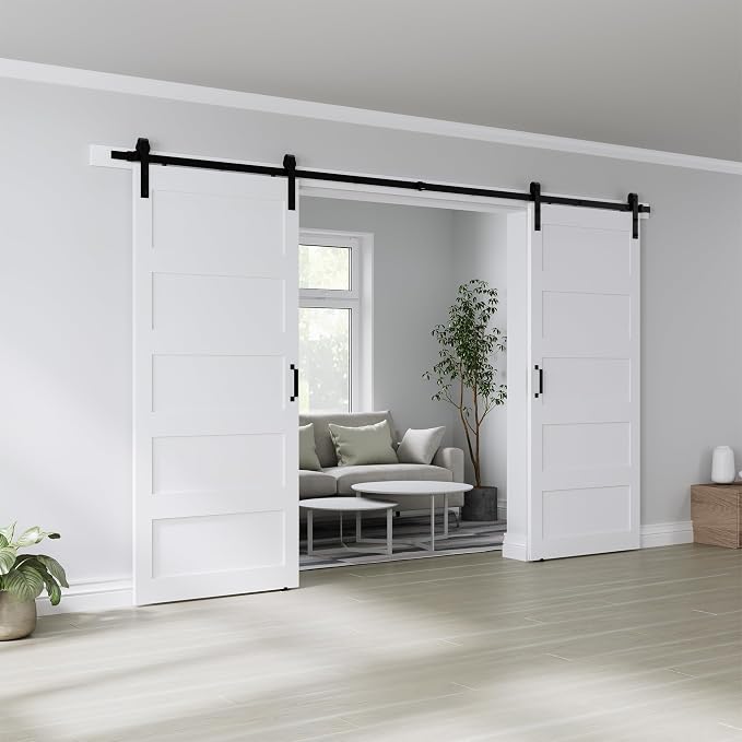 Double 36" x 96" White Barn Door - Image 8