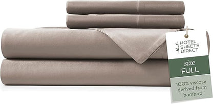 Hotel Sheets Direct 4 Piece Bed Sheet Set Full Size, 100% Viscose Derived from Bamboo Sheets Set with 2 Pillowcases, Cooling & Breathable Luxury Bedding, Moisture-Wicking & Silky Soft Texture, Sand