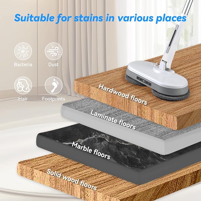 Cordless Electric Mop, Dual Motor Powerful Spin Mop 2600 mAh, Floor Polisher - Image 6