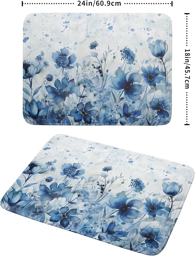 Giwawa Blue Floral Dish Drying Mat - Image 2
