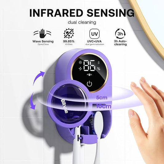 Bitvae Tooth Brush Holder for Bathroom, Infrared Sensing Toothbrush Cleaner - Image 2