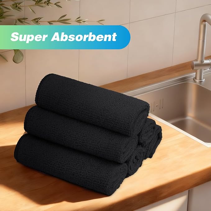 HOMEXCEL Black Microfiber Cleaning Cloth, 24 Pack Absorbent Cleaning Rags - Image 5