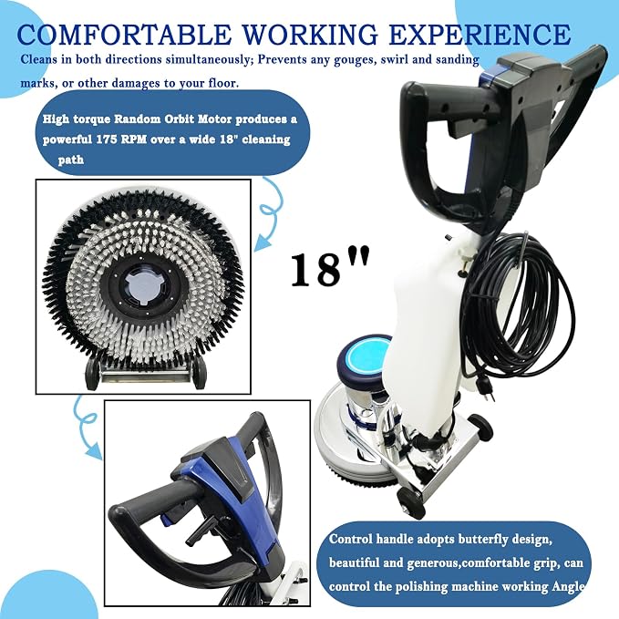 18" Commercial Floor Scrubber & Polisher Heavy Duty Multi-Surface Buffer Cleaner - Image 2