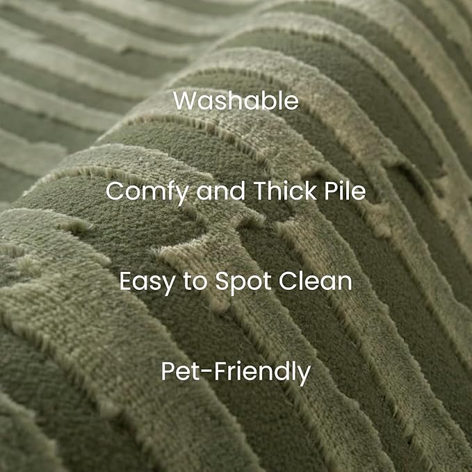 Revival Rugs Soloba 5'3"x7'10" Washable Area Rug for Living Room Bedroom - 100% Recycled Oeko-TEX Certified, Medium Pile, Green