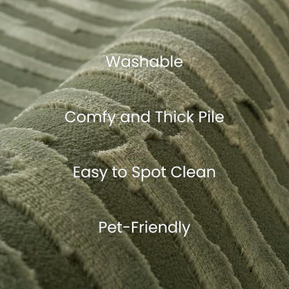 Revival Rugs Soloba 5'3"x7'10" Washable Area Rug for Living Room Bedroom - 100% Recycled Oeko-TEX Certified, Medium Pile, Green