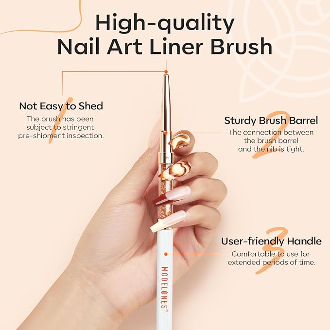 modelones Nail Art Brushes, Super Fine Liner Nail Brush Kit Dual-ended - Image 6