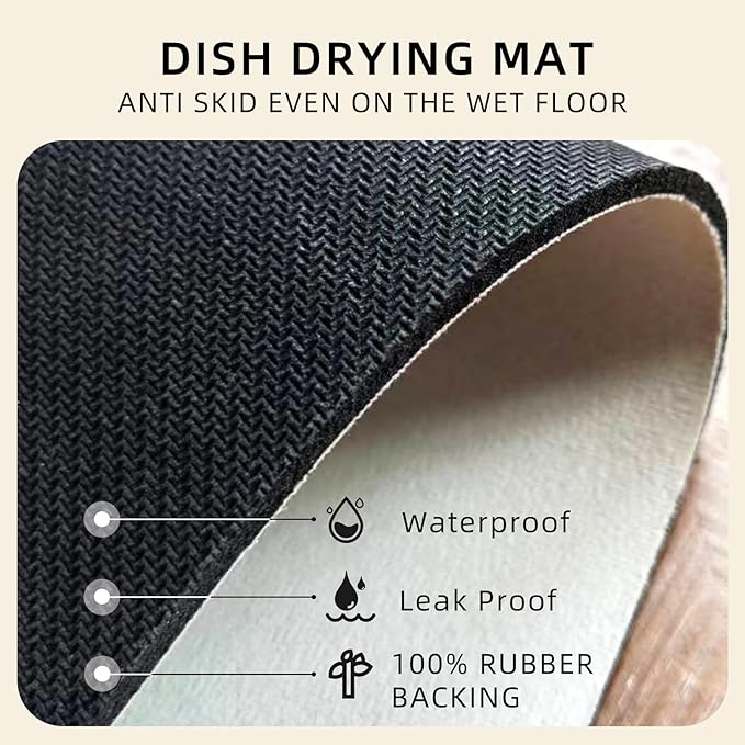 Dish Drying Mat Paisley Absorbent Coffee Mat Rubber Backed Bohemian Soft - Image 2
