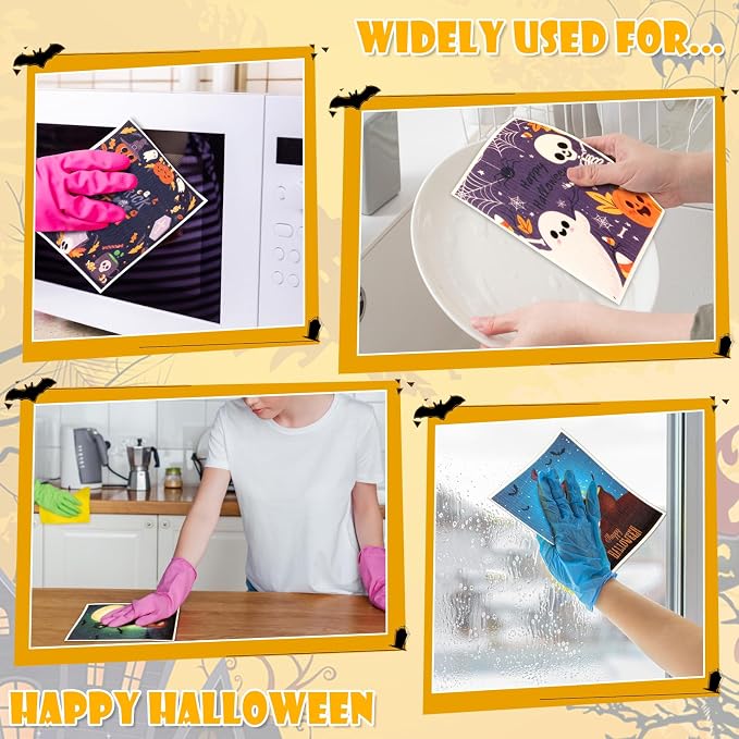 Lucomb 8 Pack Halloween Swedish Dishcloths Reusable, Kitchen Sponges Soft - Image 5