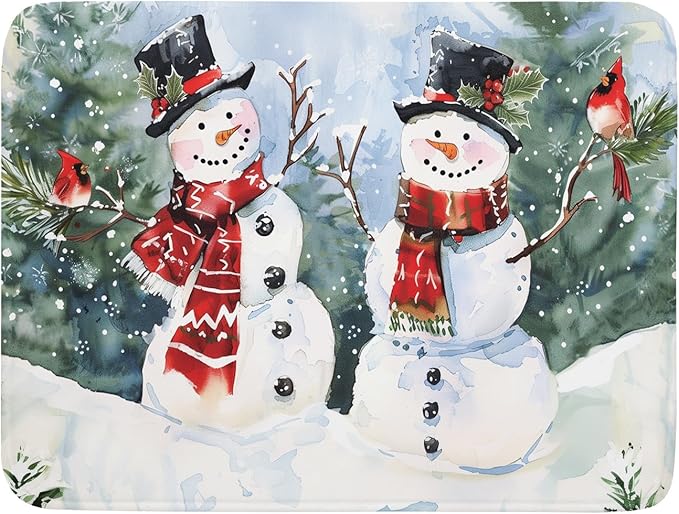 Winter Dish Drying Mat 18 x 24 Inch Xmas Snowman Pattern Dish Drying Pad by Unknown