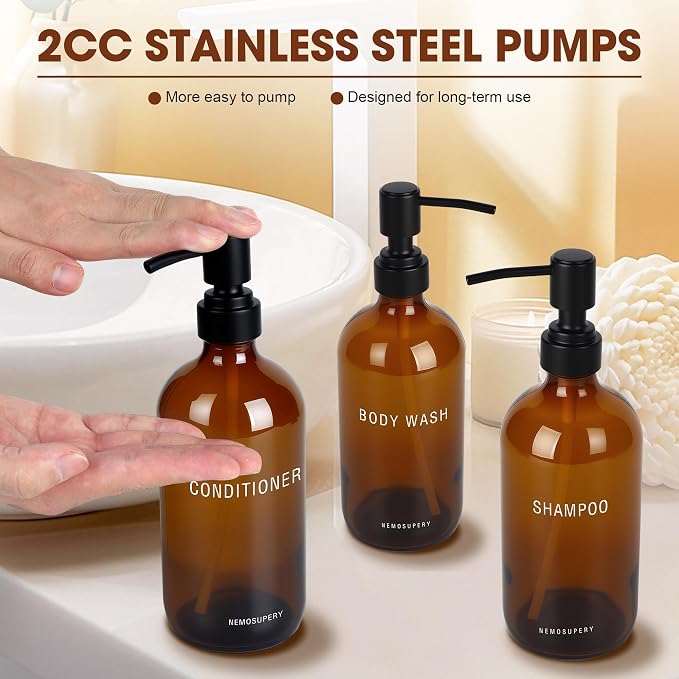 Glass Shampoo and Conditioner Dispenser-Shampoo Dispenser - Image 6