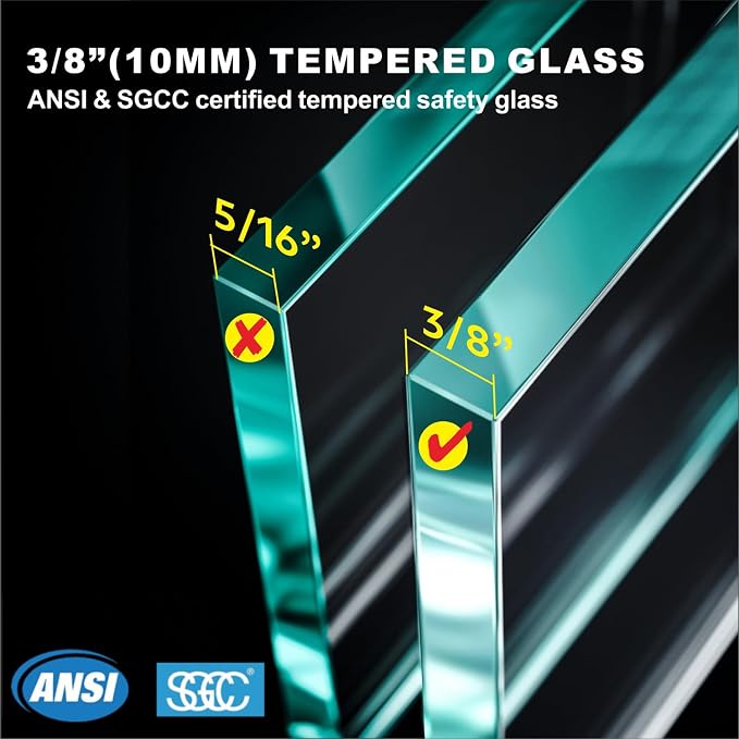 28" W ×80" H Shower Glass Panel, Frameless Fixed Glass Shower Panel - Image 3
