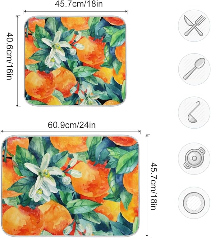 Tarity Watercolor Orange Dish Drying Mat - Image 3