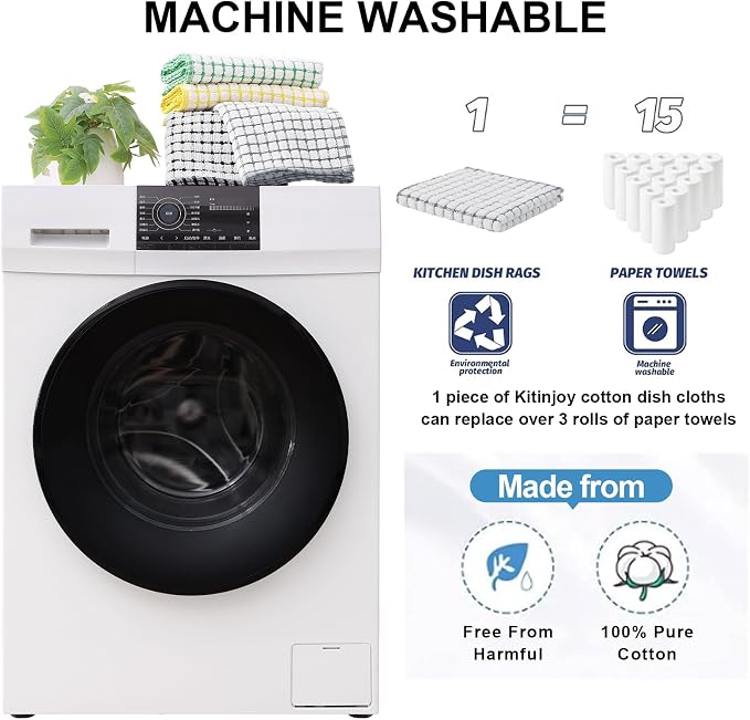 Kitinjoy Cotton 12 Pack Terry Kitchen Towels, 16 x 25 Inches Super Soft and - Image 5