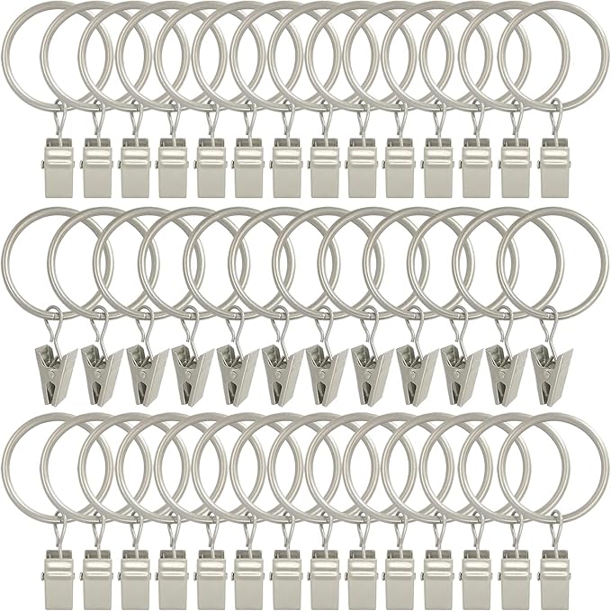 40 Pack Curtain Rings with Clips, Drapery Clips with Rings, Drapes Rings 1.26 by AMZSEVEN