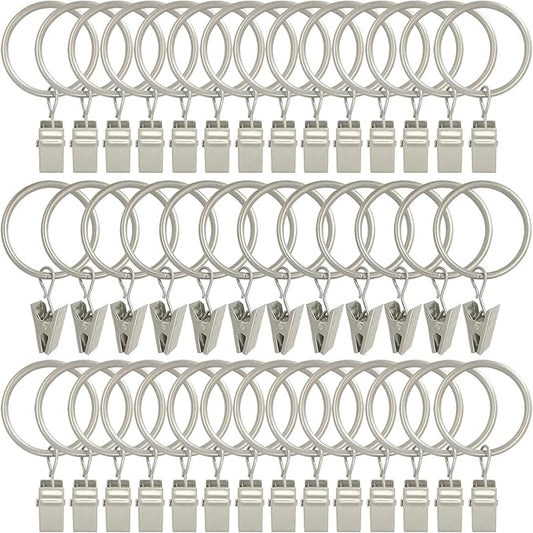 40 Pack Curtain Rings with Clips, Drapery Clips with Rings, Drapes Rings 1.26 by AMZSEVEN