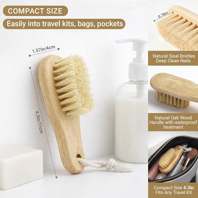 Wood Nail Brush with Hanging Hole, Fingernail Brushes - Image 3