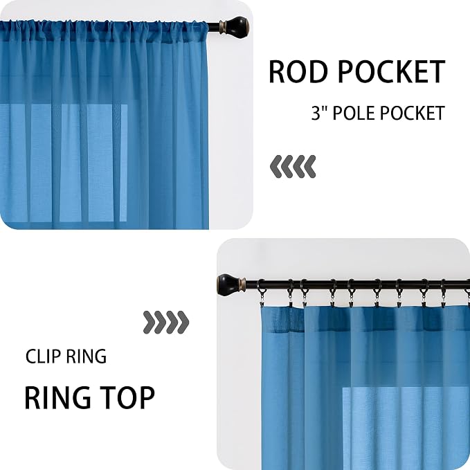 Tollpiz Short Sheer Door Curtain Closet Linen Textured Curtain Sheers Doorway - Image 5